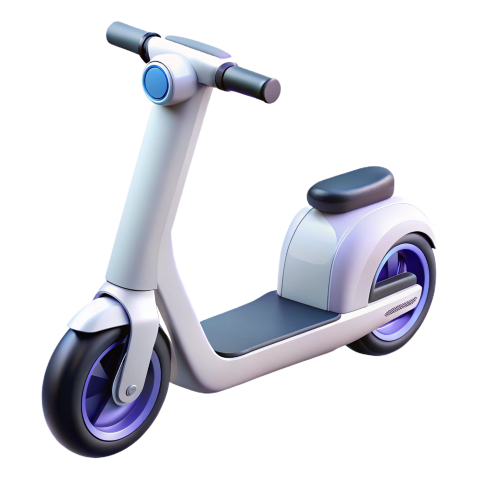 mysterious majestic Modern electric scooter, sleek white design, digital display, studio lighting, side view, render, isolateon transparent background,high-resolution product photography ultra HD png