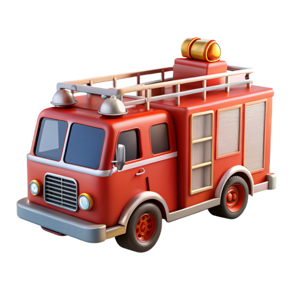 mesmerizing coastal Classic refire truck, extending ladder, flashing lights, studio lighting, render, isolateon transparent background,high-resolution product photography 8K png