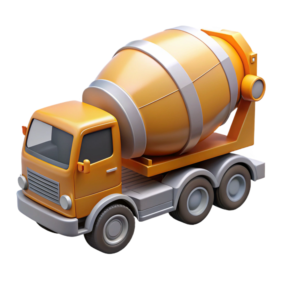elegant baroque Cement mixer truck, rotating drum, chrome details, studio lighting, side view, render, isolateon transparent background,high-resolution product photography top-tier png