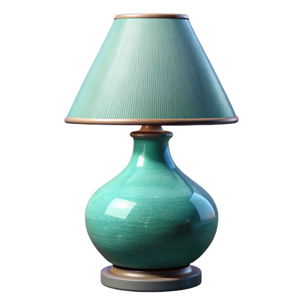 spectacular passionate coastal Ceramic table lamp, glazeturquoise finish, texturebase, soft ambient lighting, isolateon transparent background,high-resolution product photography precision png
