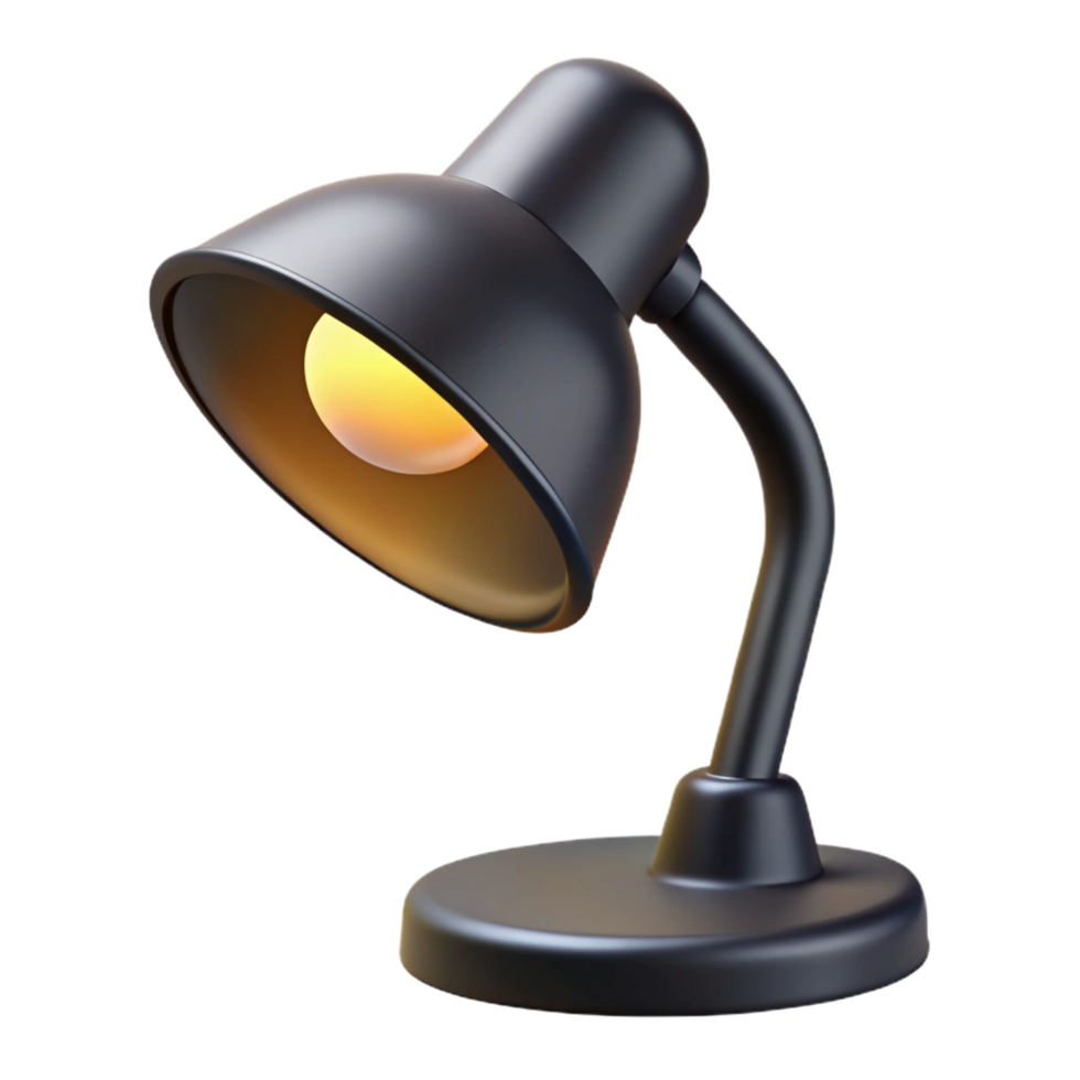 splendielegant Clip-on reading lamp, flexible neck, focusebright light, black plastic finish, side view, isolateon transparent background,high-resolution product photography crisp png