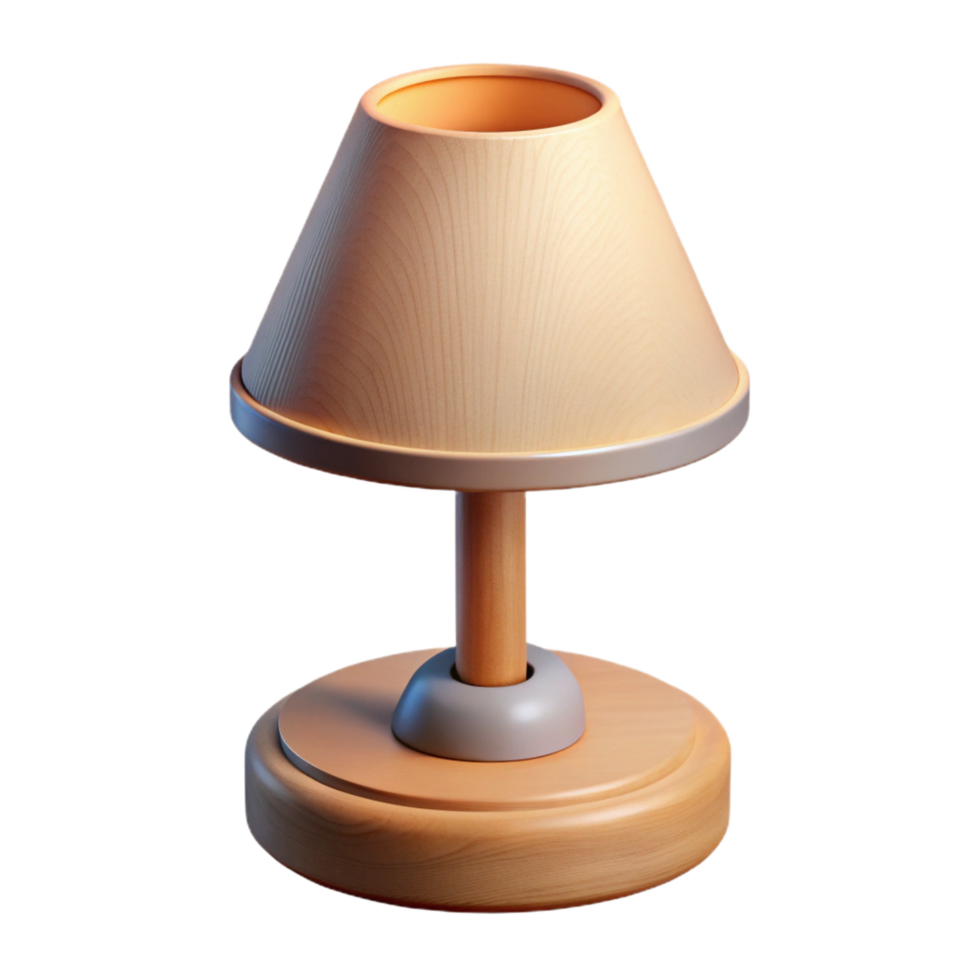 extraordinary geometric Bedside touch lamp, woobase, fabric shade, warm soft lighting, isolateon transparent background,high-resolution product photography top-tier png