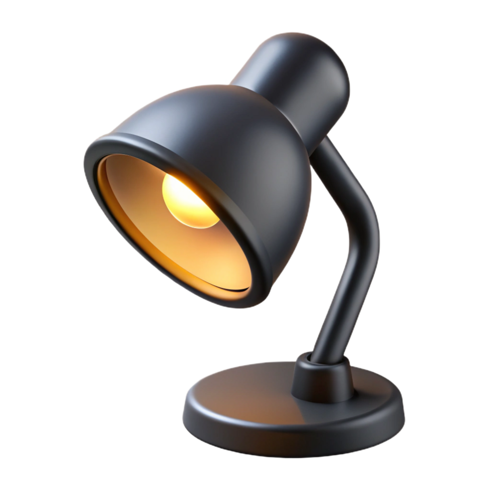 melancholic mesmerizing Clip-on reading lamp, flexible neck, focusebright light, black plastic finish, side view, isolateon transparent background,high-resolution product photography flawless png