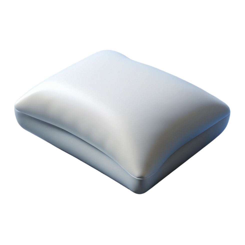 whimsical dramatic Memory foam pillow, contoureshape, white hypoallergenic cover, studio lighting, side view, isolateon transparent background,high-resolution product photography flawless png
