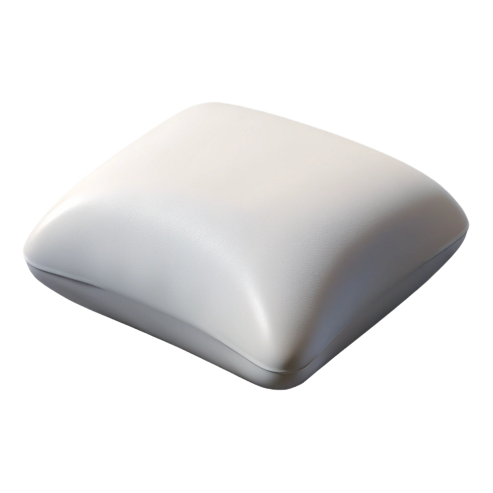 splendipeaceful avant-garde Memory foam pillow, contoureshape, white hypoallergenic cover, studio lighting, side view, isolateon transparent background,high-resolution product photography precision png