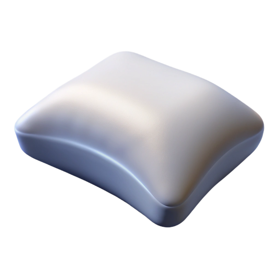 wonderful mid-century Memory foam pillow, contoureshape, white hypoallergenic cover, studio lighting, side view, isolateon transparent background,high-resolution product photography crisp png