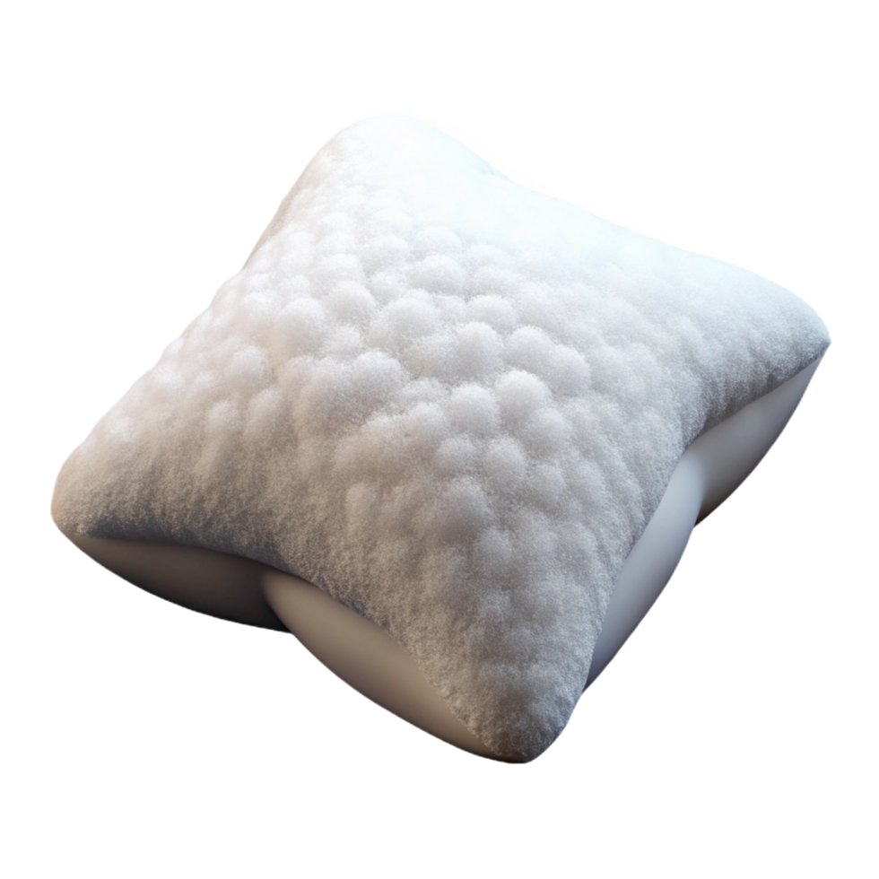 intense serene Fluffy down pillow, white cotton cover, plump aninviting, soft lighting, front view, isolateon transparent background,high-resolution product photography top-tier png