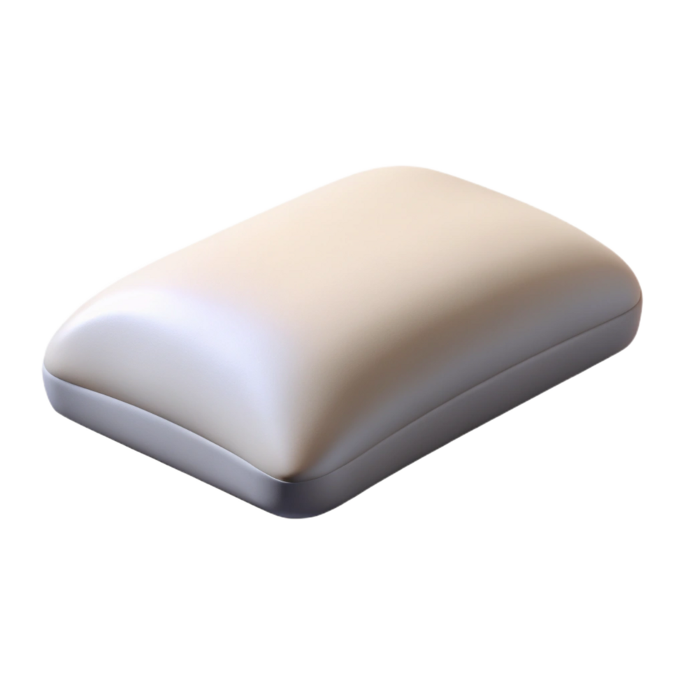mesmerizing art deco Memory foam pillow, contoureshape, white hypoallergenic cover, studio lighting, side view, isolateon transparent background,high-resolution product photography flawless png