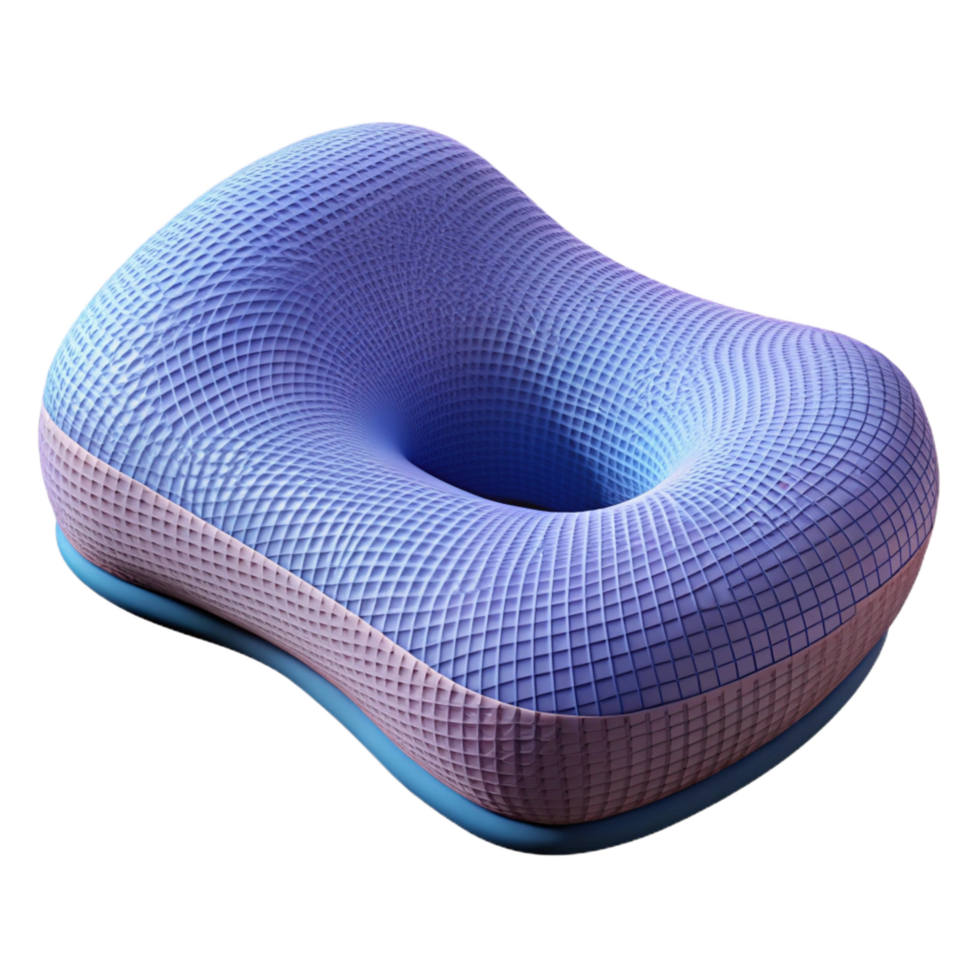 gorgeous dreamy minimalist Lumbar support pillow, ergonomic design, mesh cover, studio lighting, side view, isolateon transparent background,high-resolution product photography handcrafted png