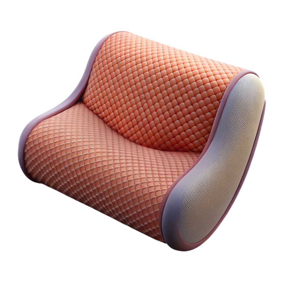 serene bohemian Lumbar support pillow, ergonomic design, mesh cover, studio lighting, side view, isolateon transparent background,high-resolution product photography luxury png