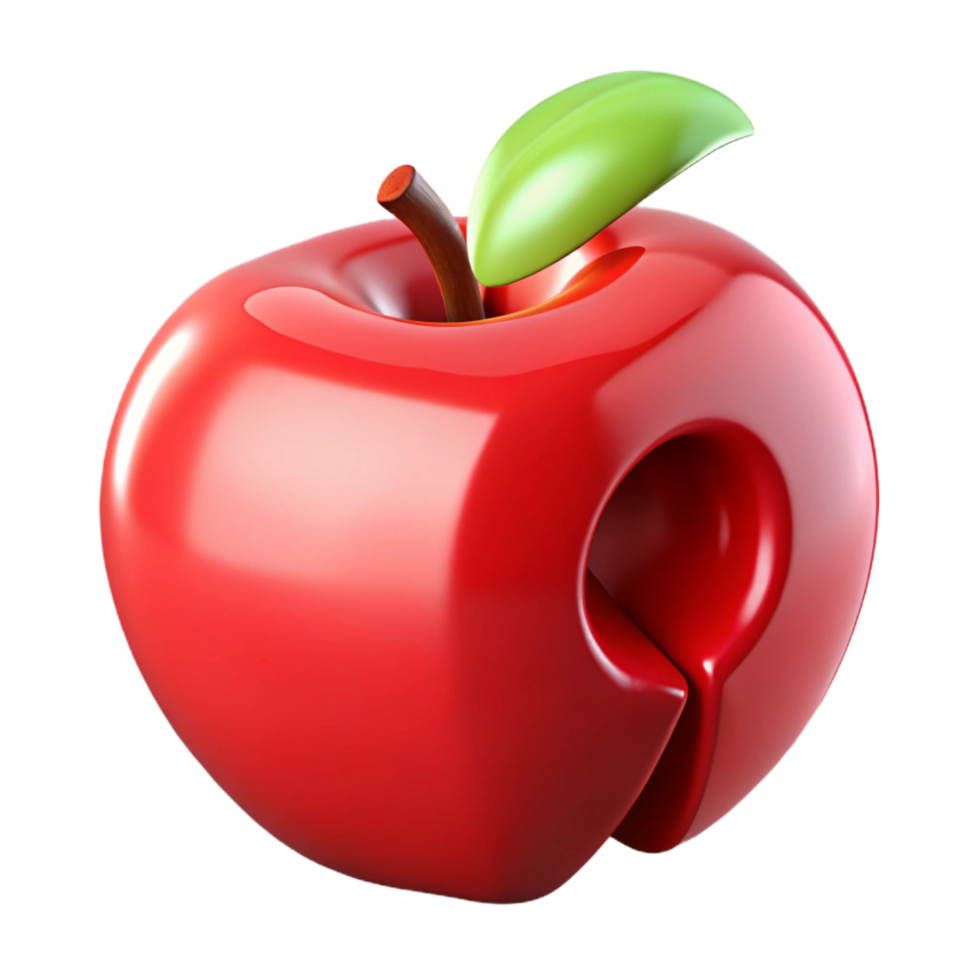 nostalgic pristine Glossy reapple logo with a bite taken out, minimalist design, studio lighting, front view, isolateon transparent background,high-resolution product photography museum quality png
