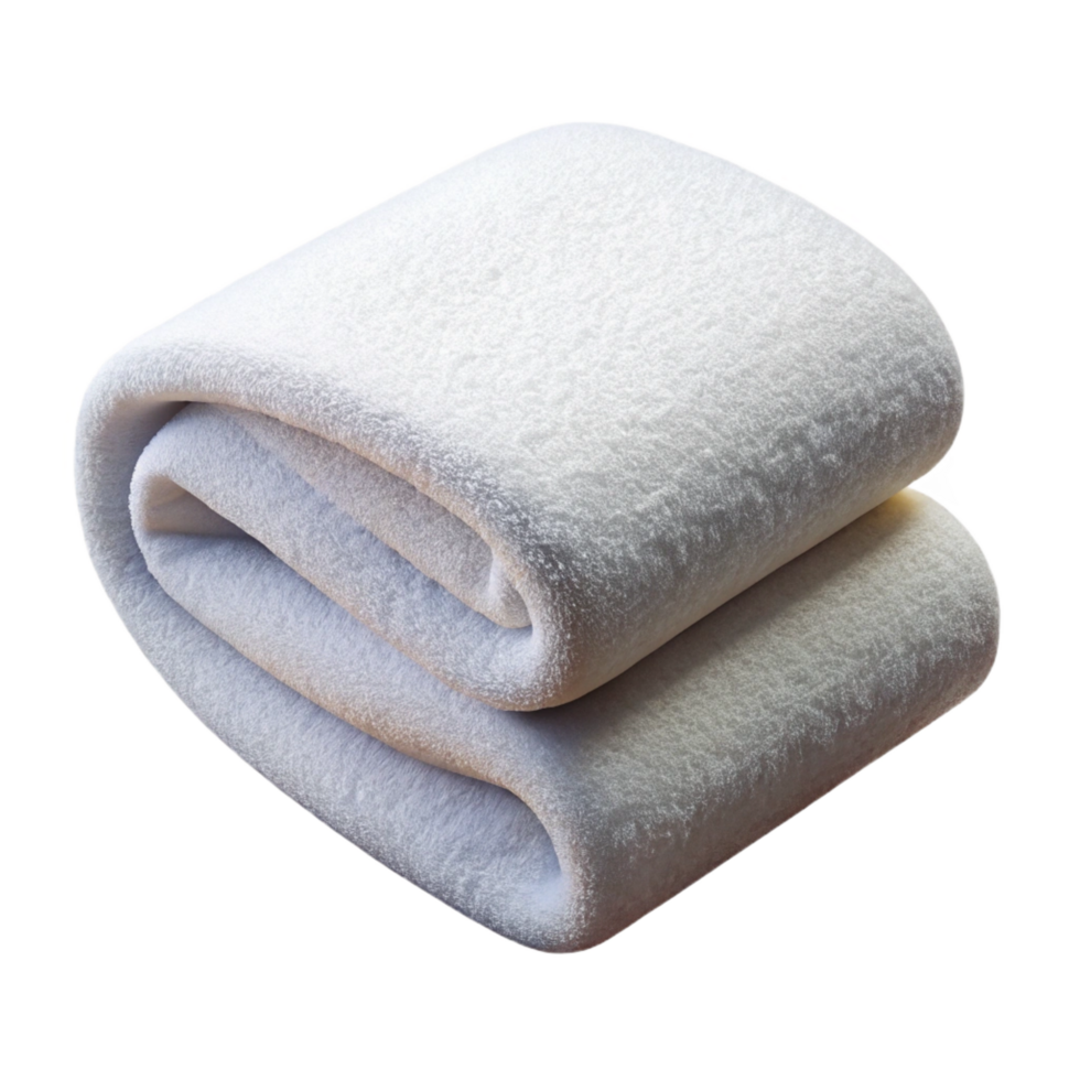 mesmerizing sought-after Fluffy bath towel, white terry cloth, thick anabsorbent, soft lighting, foldeneatly, isolateon transparent background,high-resolution product photography png