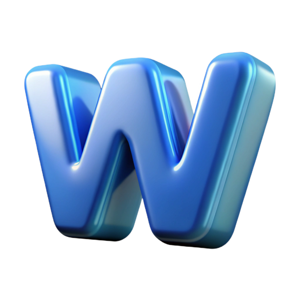 breathtaking signature Icelogo of a stylizeW, frostefinish, studio lighting, front view, isolateon transparent background,high-resolution product photography png