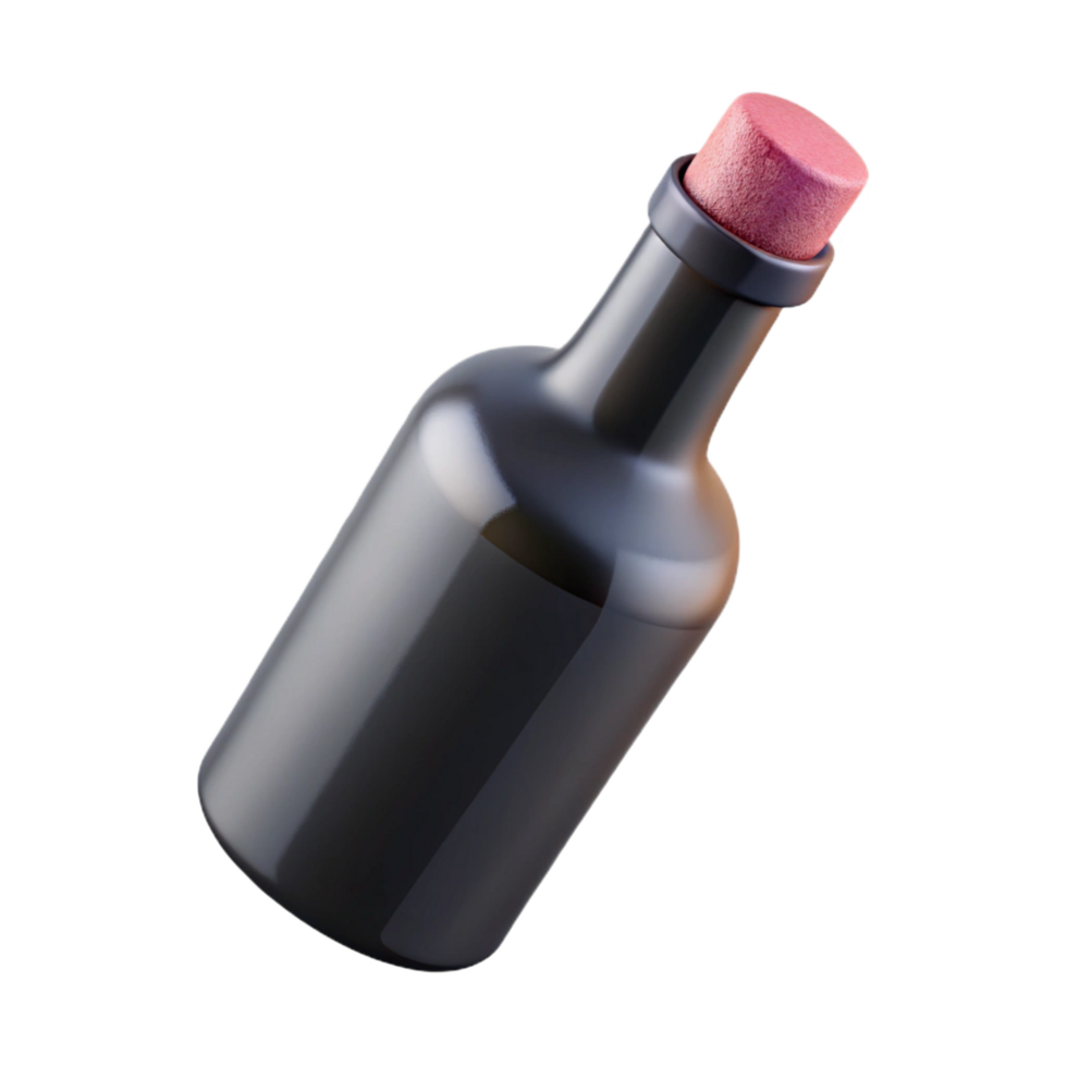 immaculate retro Cork logo of a wine bottle silhouette, texturesurface, soft lighting, front view, isolateon transparent background,high-resolution product photography high quality png