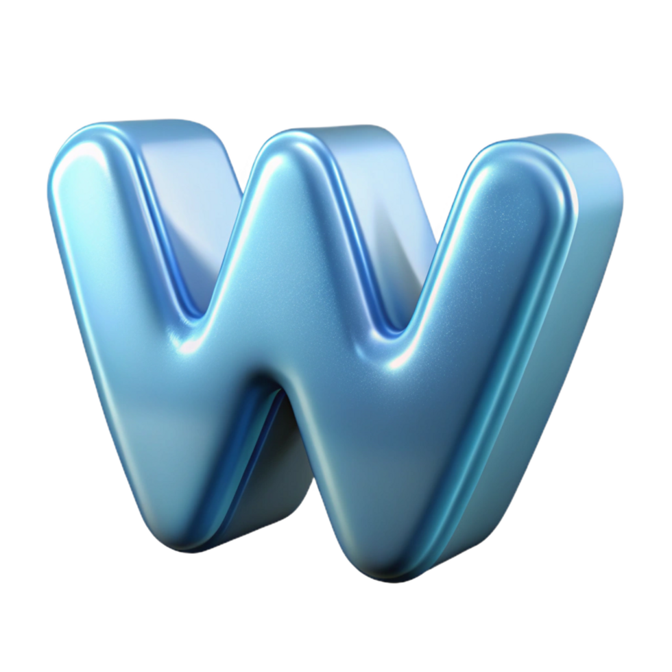 immaculate unparalleleIcelogo of a stylizeW, frostefinish, studio lighting, front view, isolateon transparent background,high-resolution product photography png