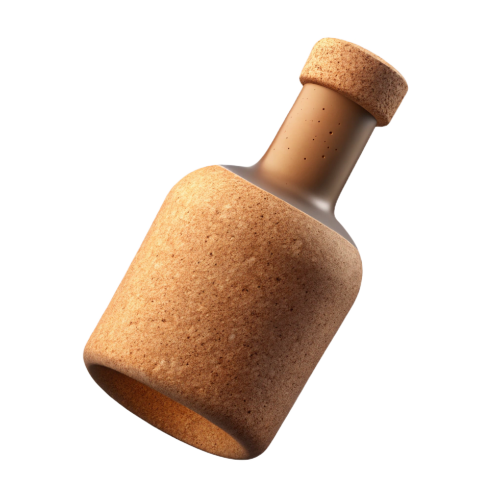 harmonious magnificent Cork logo of a wine bottle silhouette, texturesurface, soft lighting, front view, isolateon transparent background,high-resolution product photography original png