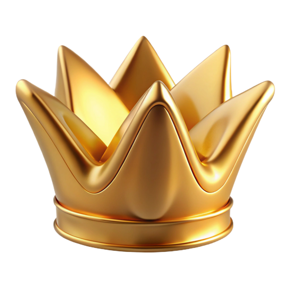 energetic immaculate Golfoil logo of a crown, reflective surface, dramatic lighting, front view, isolateon transparent background,high-resolution product photography sharp png