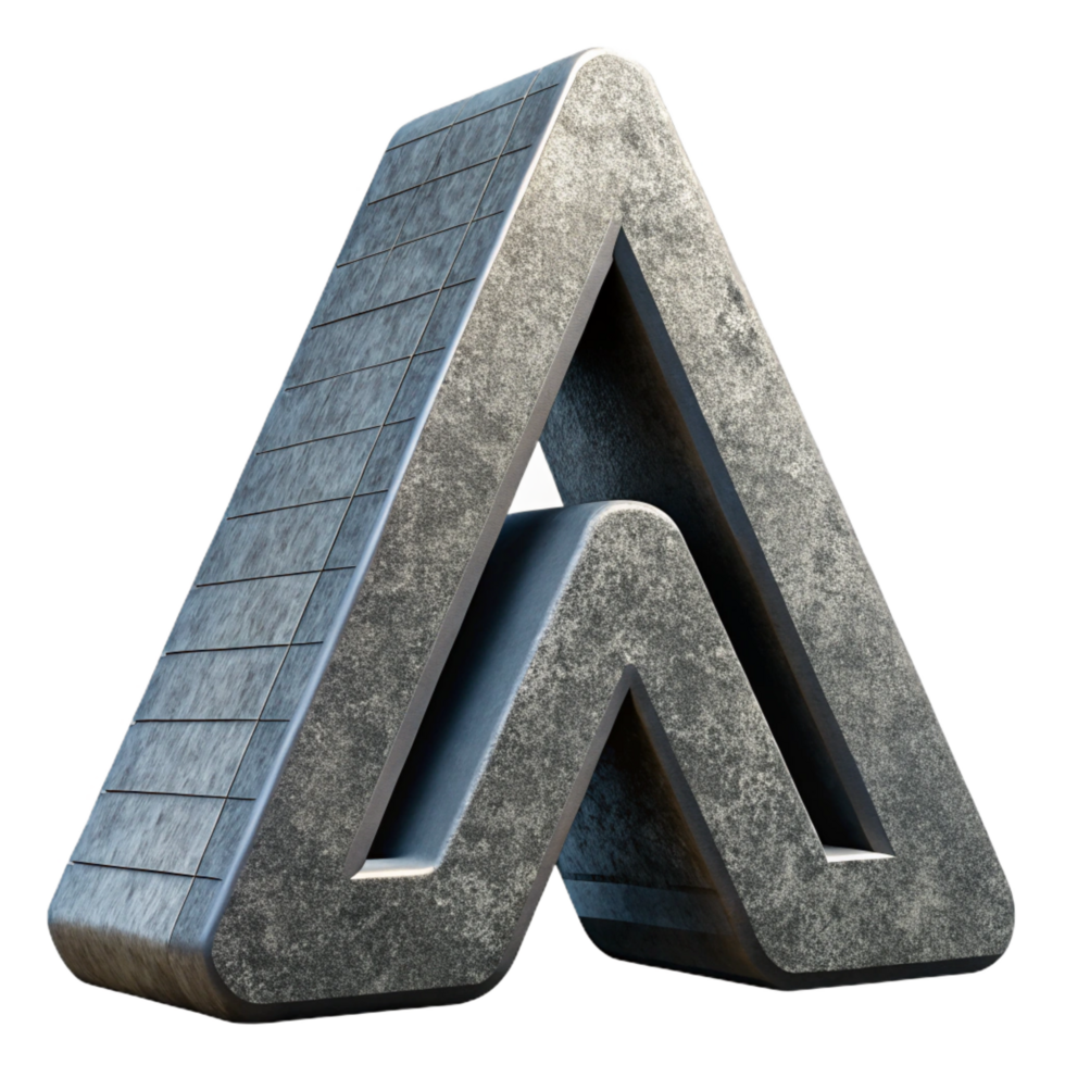 captivating vintage Concrete logo of a stylizeA, rough texture, dramatic lighting, isolateon transparent background,high-resolution product photography museum quality png