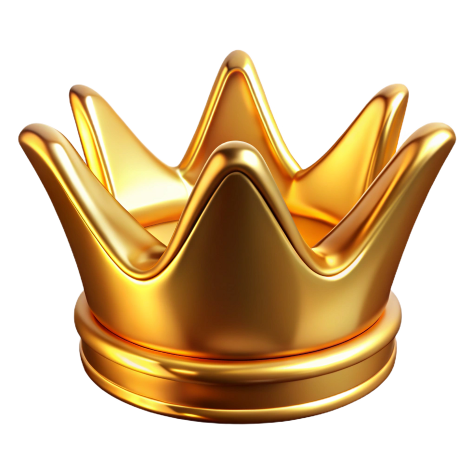 bolpicturesque Golfoil logo of a crown, reflective surface, dramatic lighting, front view, isolateon transparent background,high-resolution product photography professional png