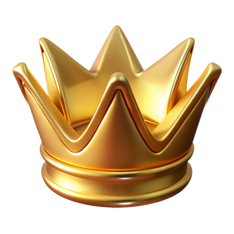 serene bohemian Golfoil logo of a crown, reflective surface, dramatic lighting, front view, isolateon transparent background,high-resolution product photography 8K png