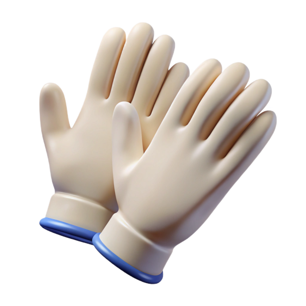 alluring creative Examination gloves, powder-free latex, rollecuff, soft lighting, pair, top-down view, isolateon transparent background,high-resolution product photography exclusive png