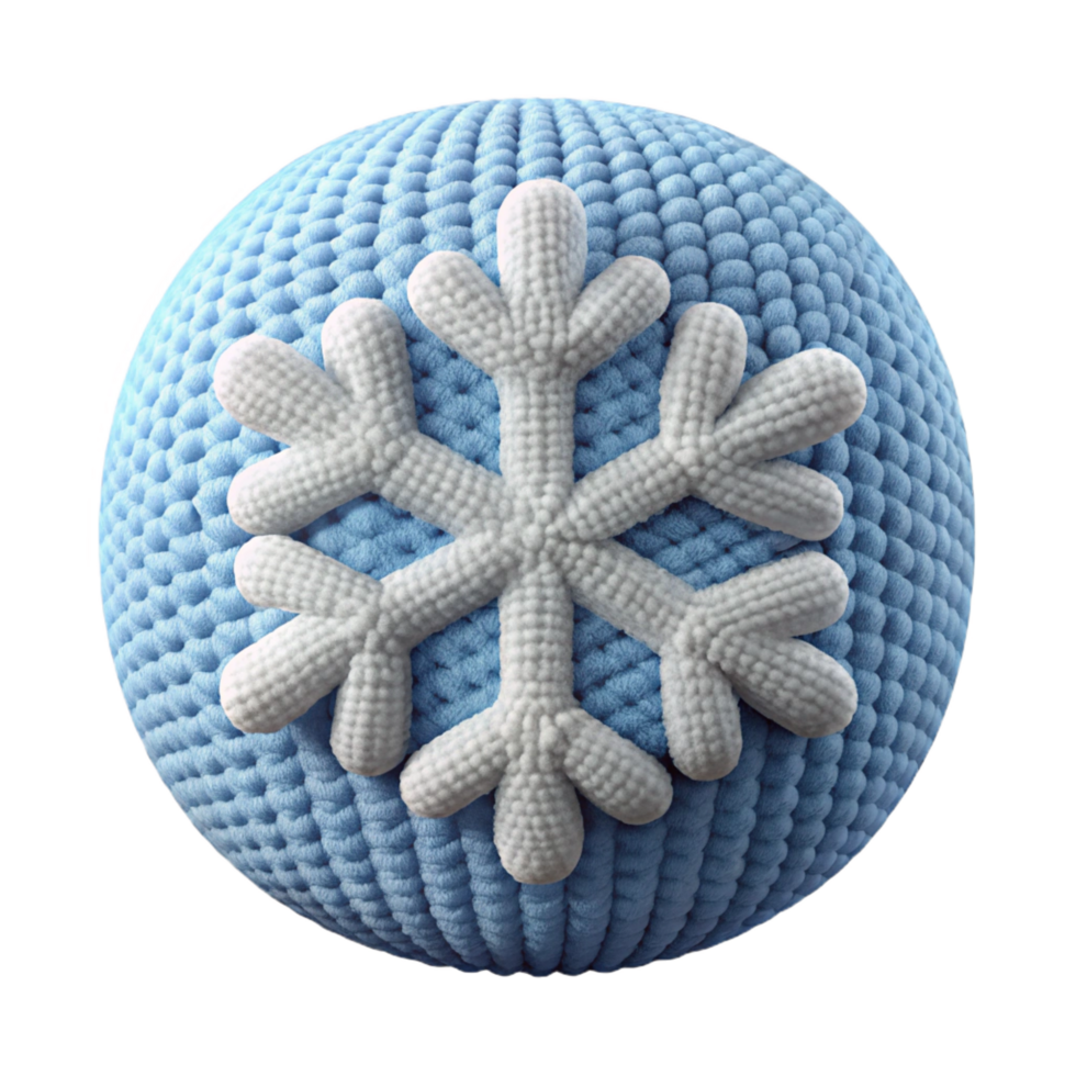 distinguisheelegant Knittewool logo of a snowflake, texturesurface, soft lighting, front view, isolateon transparent background,high-resolution product photography crisp png