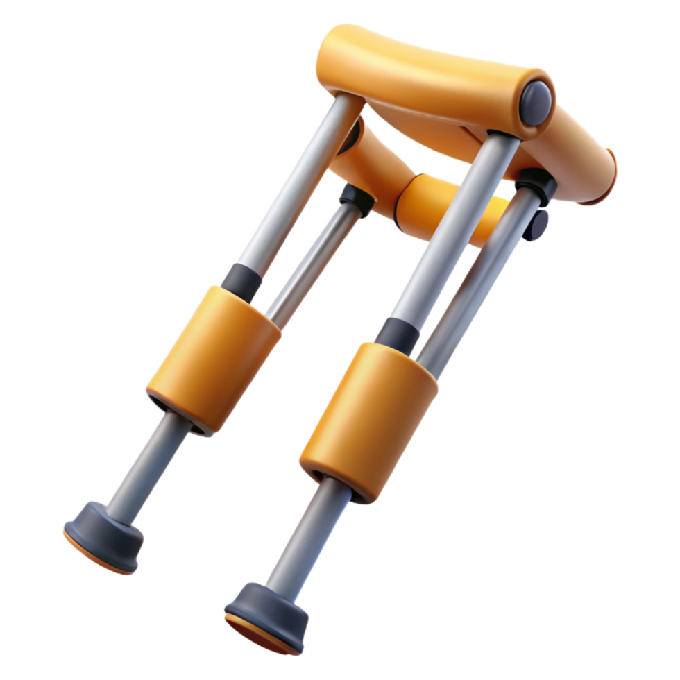 dramatic majestic Crutches with adjustable height, rubber tips, paddearmrests, studio lighting, side view, isolateon transparent background,high-resolution product photography professional png