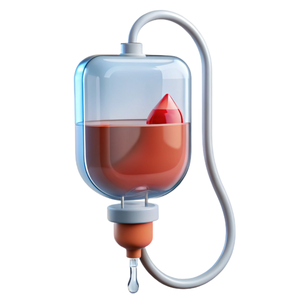 immaculate baroque IV bag with clear liquid, drip chamber, hanging loop, studio lighting, side view, isolateon transparent background,high-resolution product photography high quality png