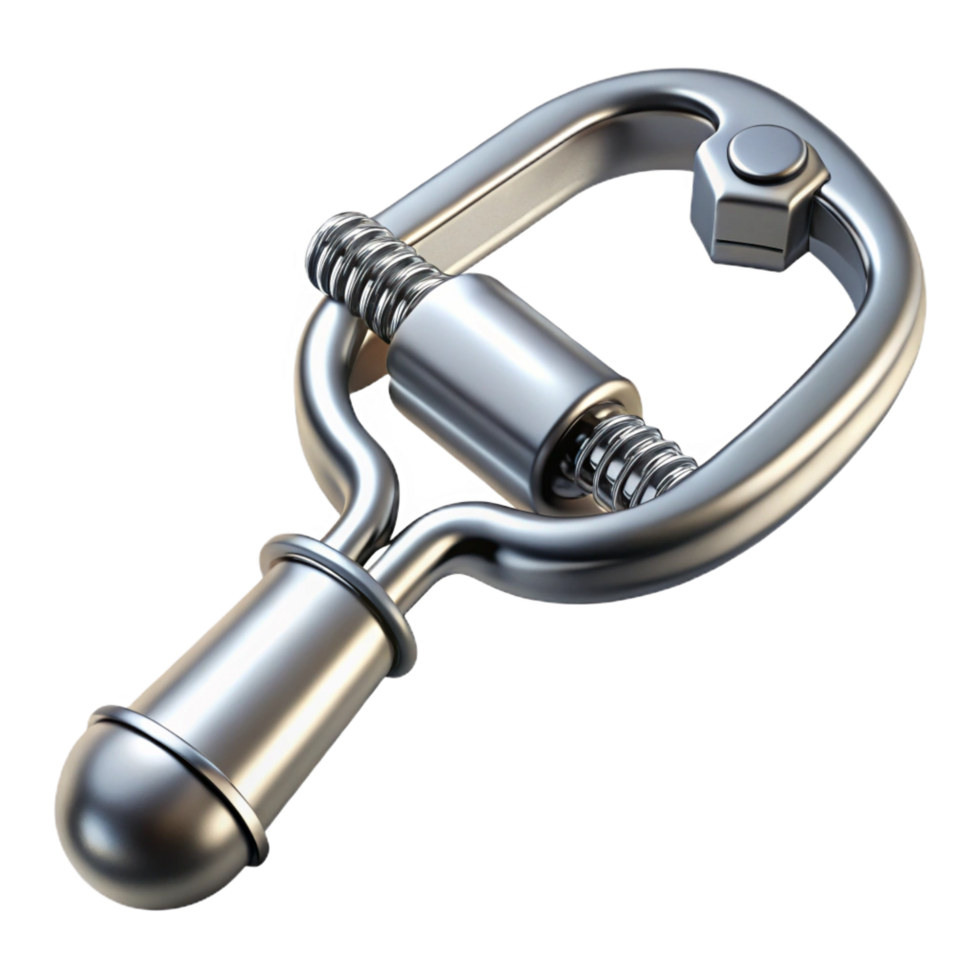 standout futuristic Surgical retractor, stainless steel, toothejaws, dramatic lighting, top-down view, isolateon transparent background,high-resolution product photography ultra HD png