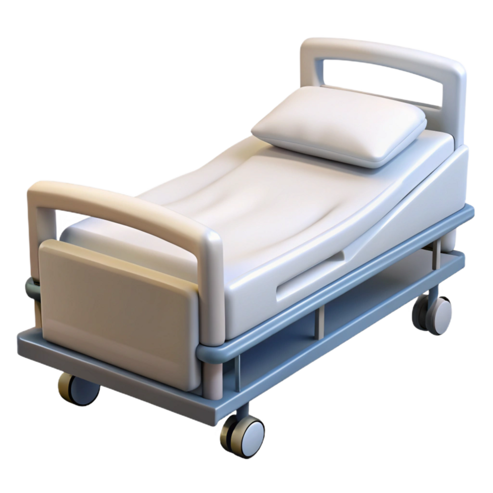 stunning romantic traditional Hospital bewith adjustable heaanfootrests, white sheets, side rails, studio lighting, isolateon transparent background,high-resolution product photography top-tier png