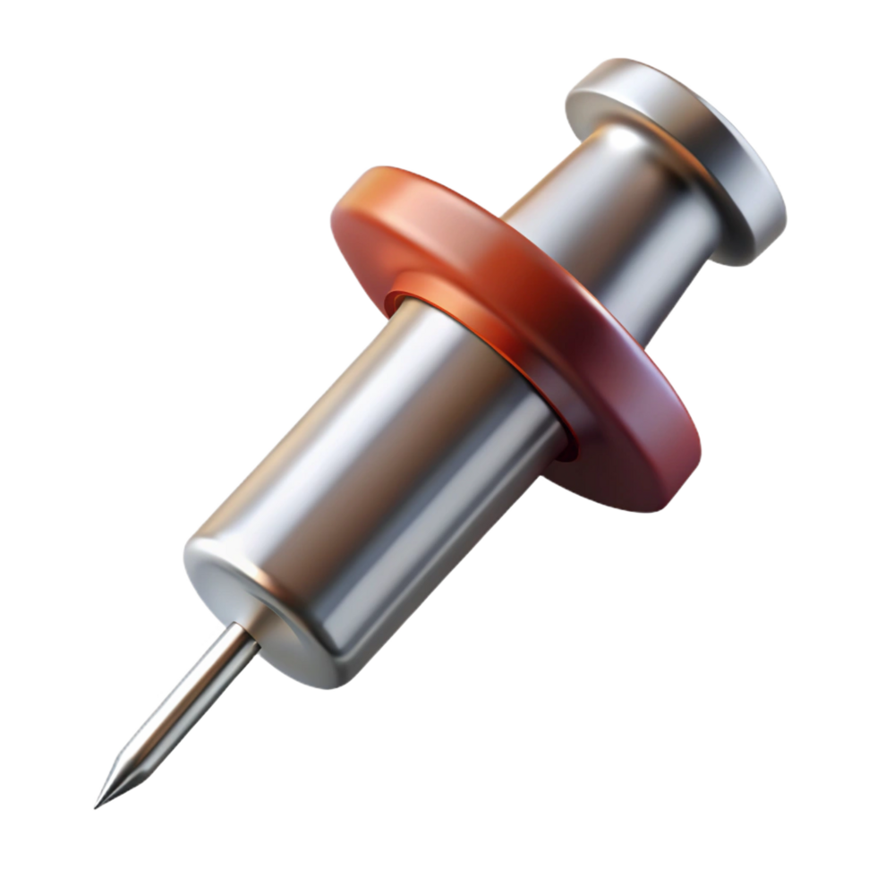 unforgettable classic Hypodermic needle, extremely sharp, bevelletip, metallic sheen, studio lighting, side view, isolateon transparent background,high-resolution product photography studio quality png