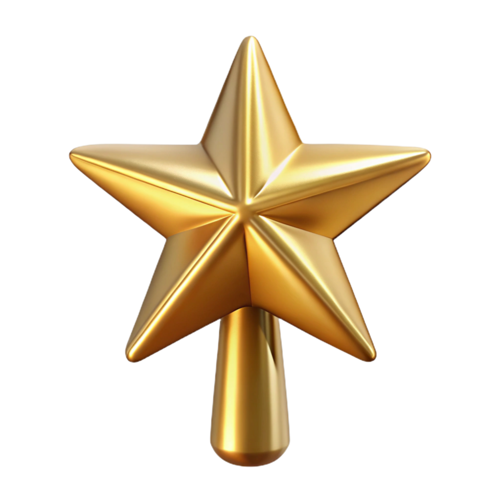 rare organic Sparkling golstar Christmas tree topper, metallic finish, soft lighting, icon style, isolateon transparent background,high-resolution product photography 8K png