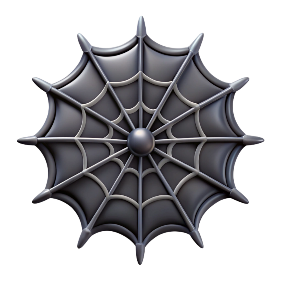 vibrant standout Fake spider web decoration with realistic texture, studio lighting, top-down view, icon style, isolateon transparent background,high-resolution product photography png