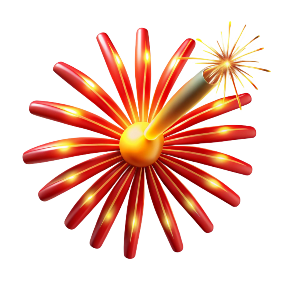 stunning surreal Single bursting firework, vibrant reangolsparks, trails of smoke, dramatic lighting, isolateon transparent background,high-resolution product photography 8K png