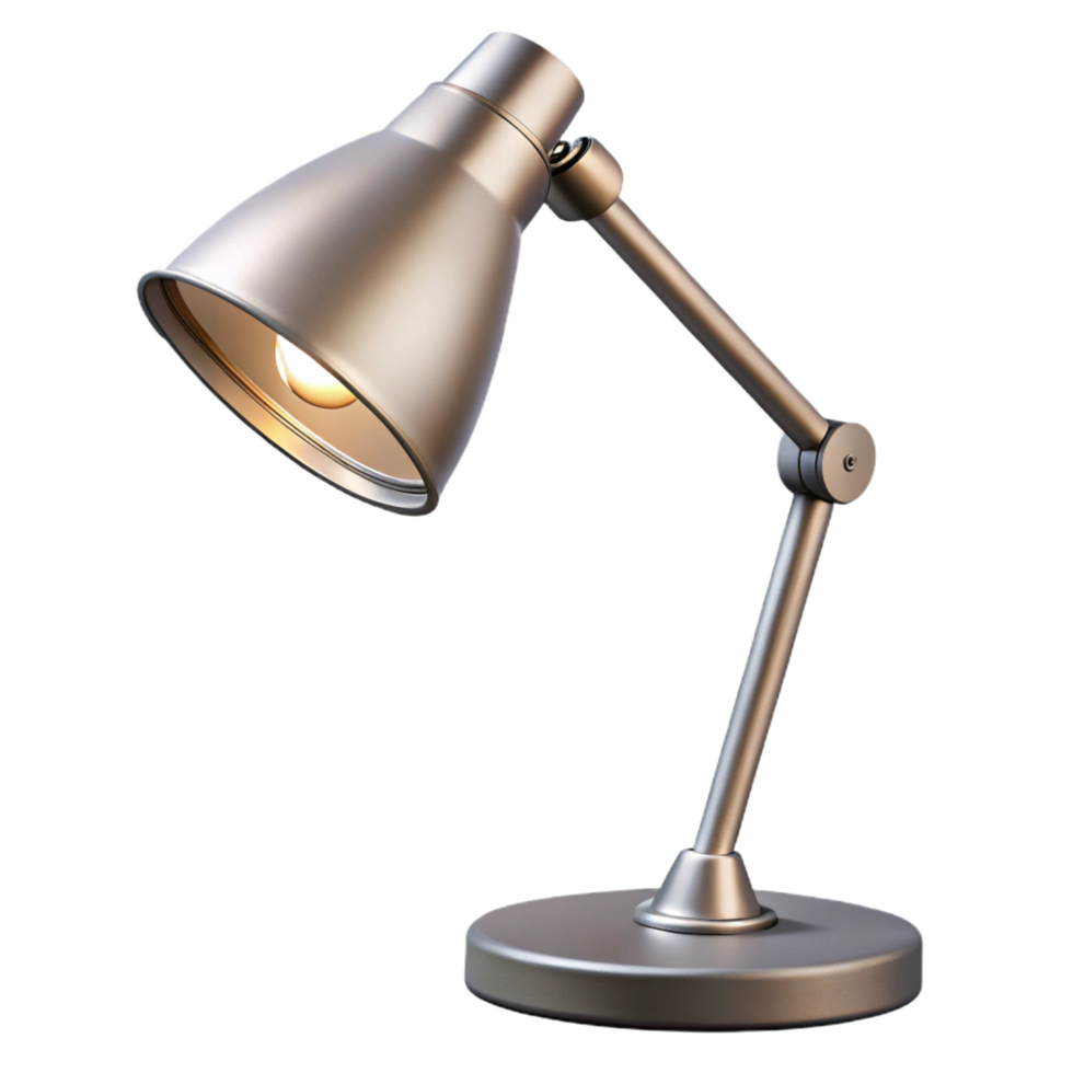 reflective beautiful Modern floor lamp, brushemetal finish, adjustable arm, soft lighting, isolateon transparent background,high-resolution product photography expertly shot png