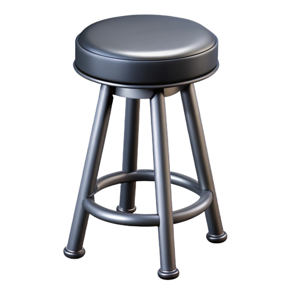unparalleleabstract Metal bar stool, industrial style, black finish, side view, studio lighting, isolateon transparent background,high-resolution product photography impeccable png