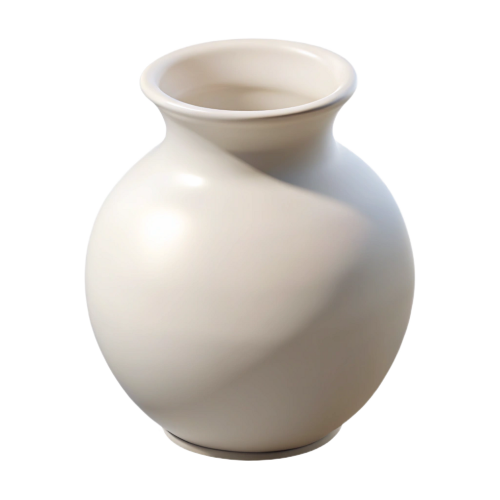 alluring exceptional White ceramic vase, smooth finish, minimalist design, studio lighting, front view, isolateon transparent background,high-resolution product photography png