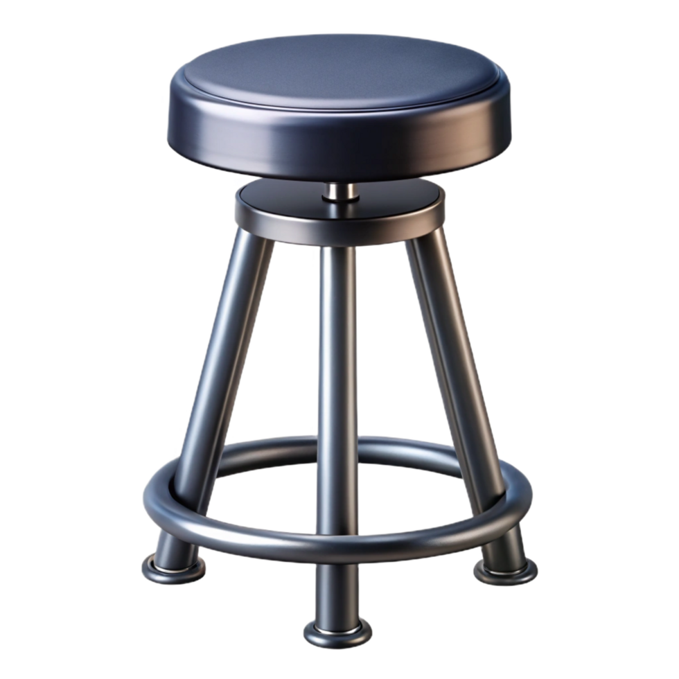 magnificent geometric Metal bar stool, industrial style, black finish, side view, studio lighting, isolateon transparent background,high-resolution product photography studio quality png