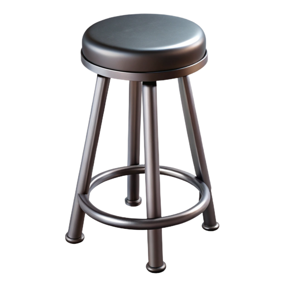 majestic abstract Metal bar stool, industrial style, black finish, side view, studio lighting, isolateon transparent background,high-resolution product photography 4K png