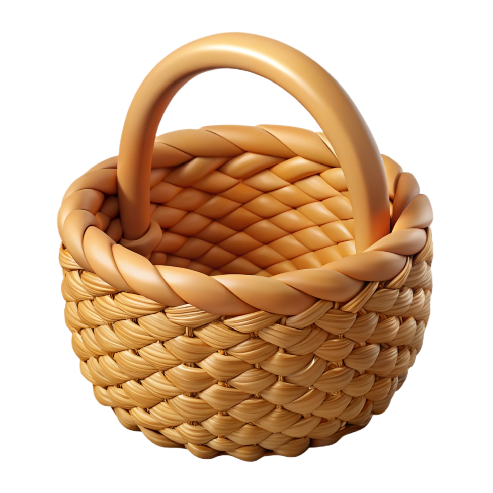 mesmerizing elegant Woven wicker basket, natural color, intricate weave, top-down view, studio lighting, isolateon transparent background,high-resolution product photography fine detail png
