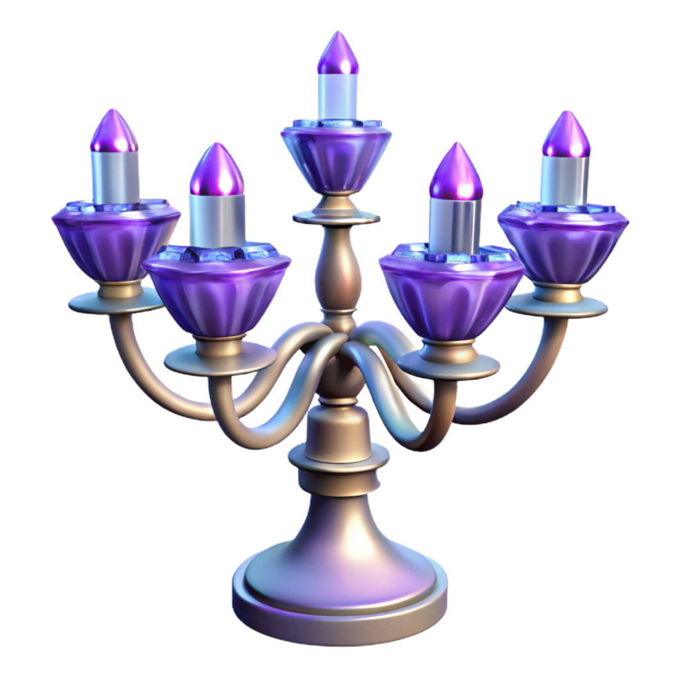 covetecoastal Seven-armecrystal candelabra with sparkling facets, dramatic lighting, side view, with transparent background,high-resolution product photography precision png