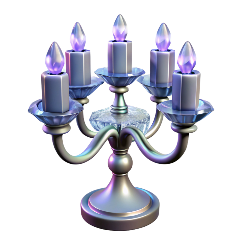bolimpressive Seven-armecrystal candelabra with sparkling facets, dramatic lighting, side view, with transparent background,high-resolution product photography expertly shot png