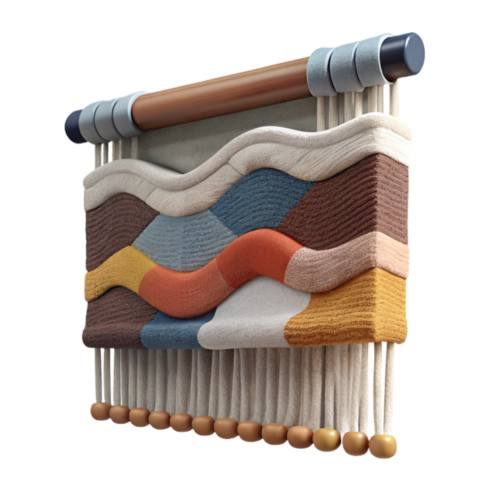mesmerizing acclaimeRectangular tapestry with an abstract design in mutecolors, texturewool, studio lighting, front view, isolateon transparent background,high-resolution product photography png