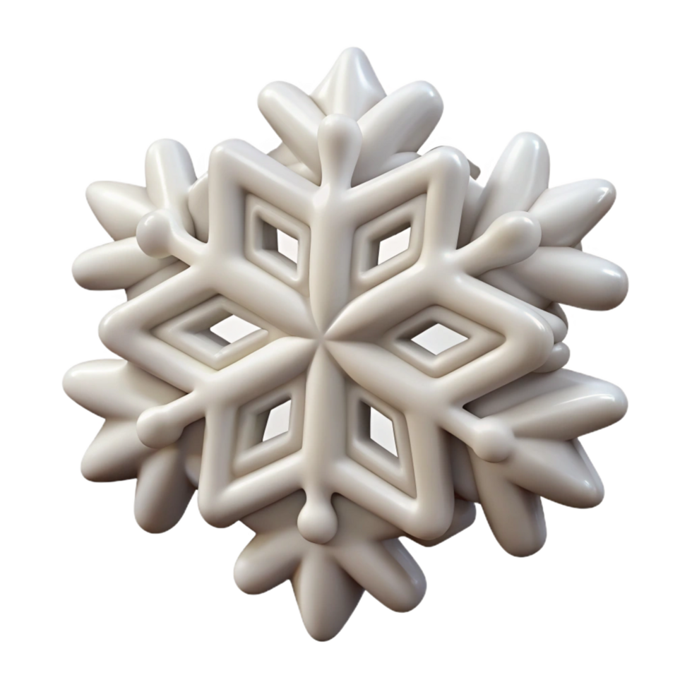 exemplary futuristic Matte white ceramic snowflake ornament, delicate, with carvedetails, studio lighting, isolateon transparent background,high-resolution product photography 8K png