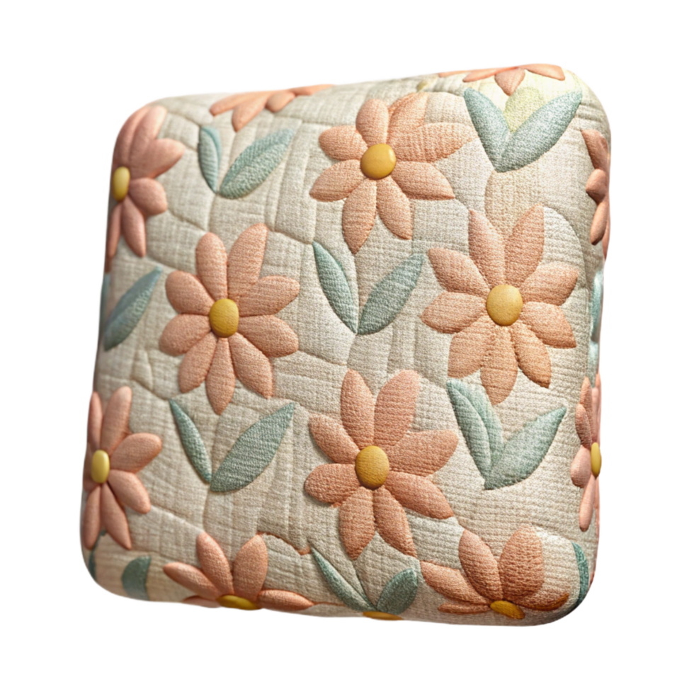 passionate elegant Square tapestry with a floral pattern in pastel colors, texturelinen, studio lighting, front view, isolateon transparent background,high-resolution product photography professional png