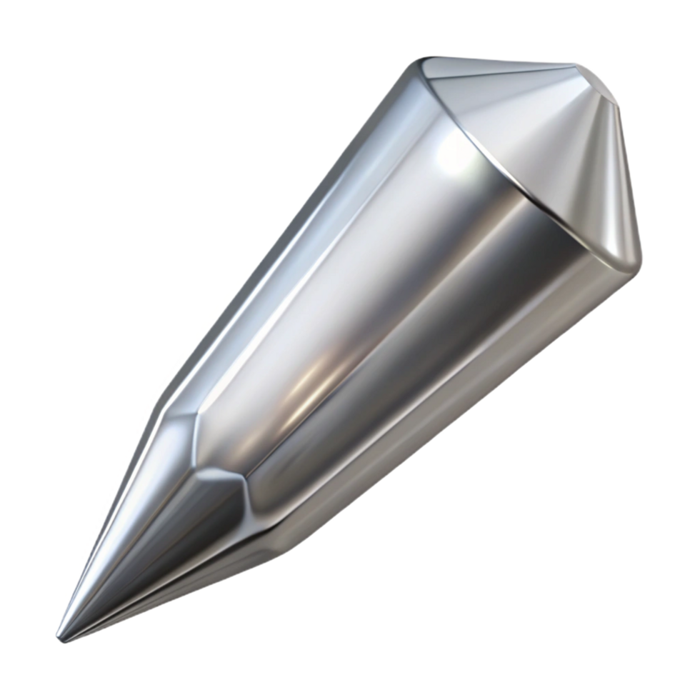 vibrant artistic Sparkling silver glass icicle ornament, elongated, withfacetesurface, soft lighting, front view, glossy finish, isolateon transparent background,high-resolution product photography 8K png