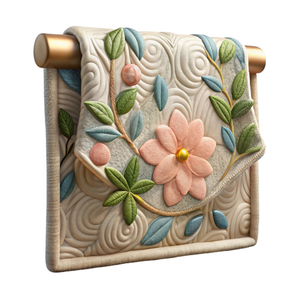 hypnotic distinctive Square tapestry with a floral pattern in pastel colors, texturelinen, studio lighting, front view, isolateon transparent background,high-resolution product photography png