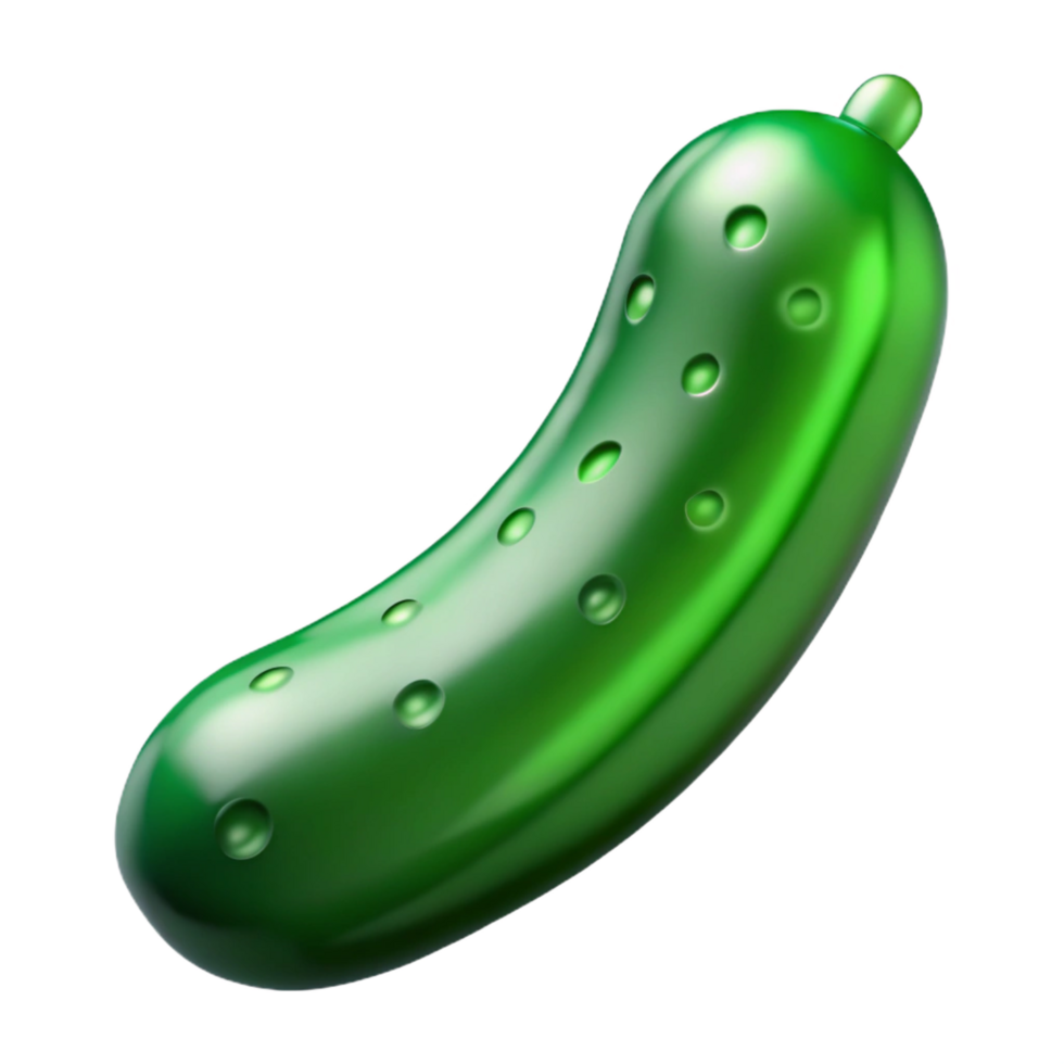 exquisite avant-garde Green glass pickle ornament, traditional shape, soft lighting, front view, glossy finish, isolateon transparent background,high-resolution product photography gallery standard png