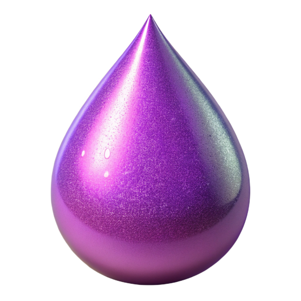 picturesque distinguisheGlittery purple teardrop ornament, with iridescent shimmer, studio lighting, side view, glossy finish, isolateon transparent background,high-resolution product photography png