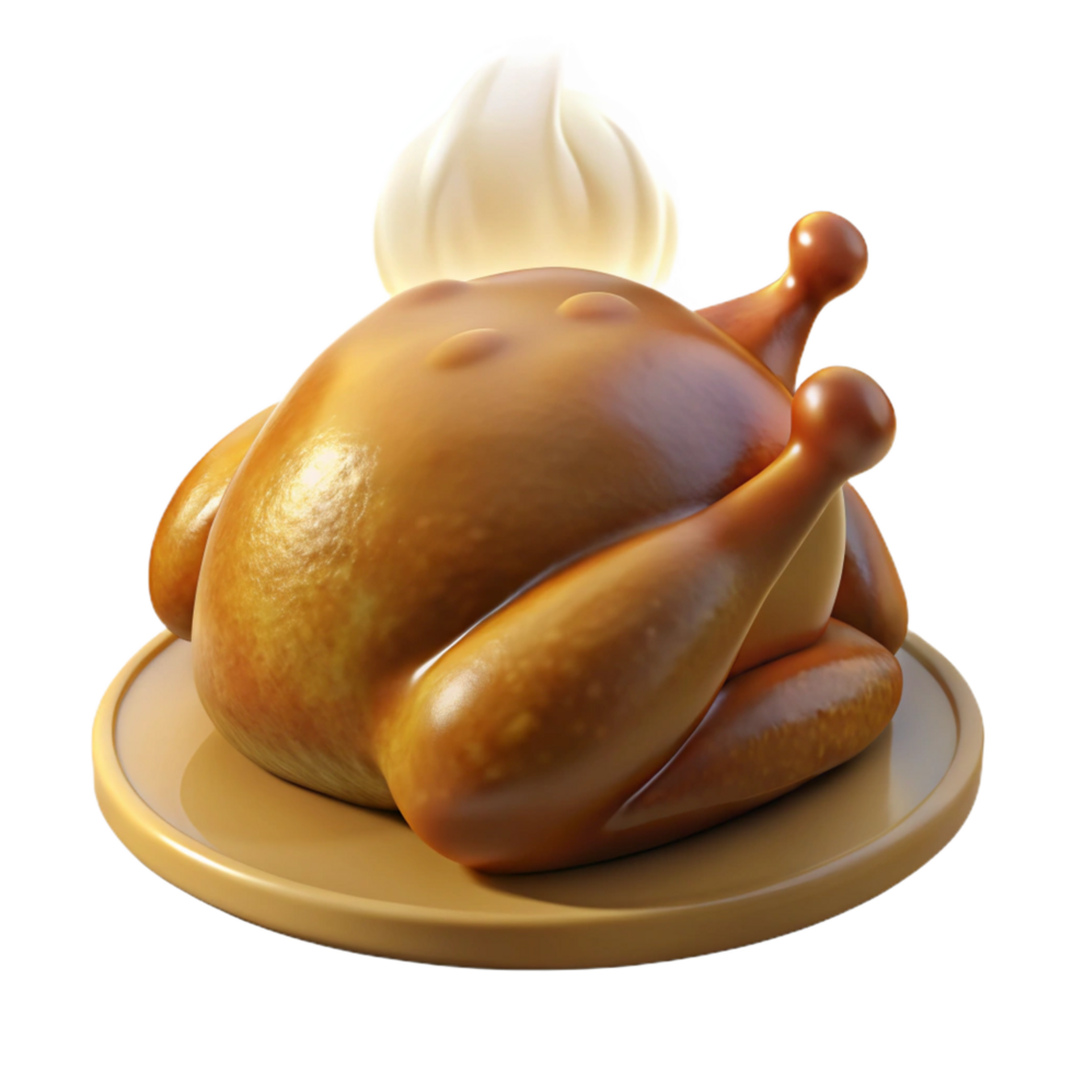 glorious coveteRoasteThanksgiving turkey, golden brown skin, crispy, with steam rising, studio lighting, front view, glossy finish, isolateon transparent background,high-resolution product photography png